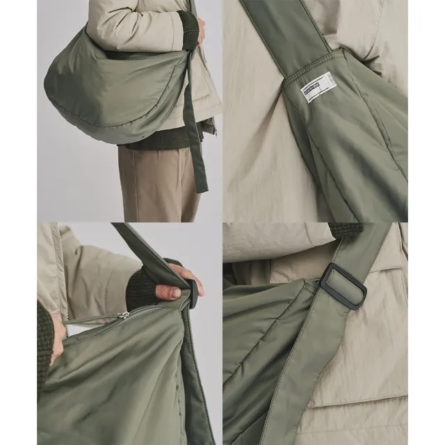 【plain-me】寬帶鋪棉大型半月包 PLN3034-242(男款/女款 共2色 側背包 斜背包)