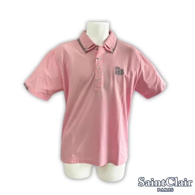 【SaintClair】法國品牌MIT台灣製經典LOGO素色休閒短袖POLO衫(G2211-22粉)