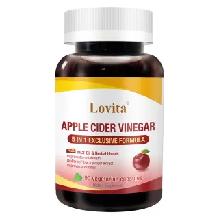 【Lovita 愛維他】蘋果醋MCT複方素食膠囊*1瓶(90顆/瓶;促進代謝)