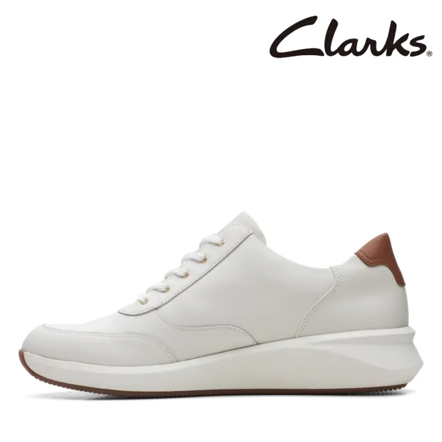 【Clarks】女鞋Un Rio Zip 微尖頭金屬側拉鏈休閒鞋 小白鞋(CLF67372C)