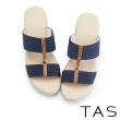 【TAS】撞色雙寬帶楔型厚底拖鞋(藍色)