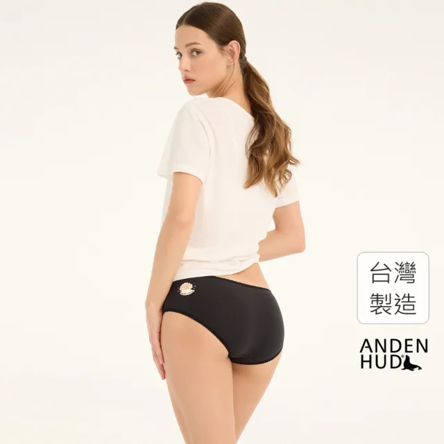 【Anden Hud】抗菌系列．花邊中腰三角內褲(黑-睡覺貓咪)