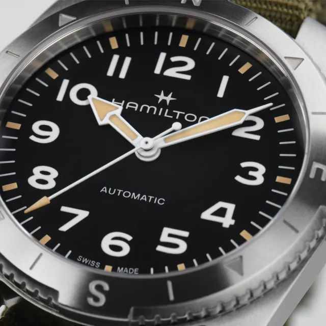 【HAMILTON 漢米爾頓】卡其陸戰遠征 Expedition 腕錶 37mm(自動上鍊 中性 NATO帶 H70225931)