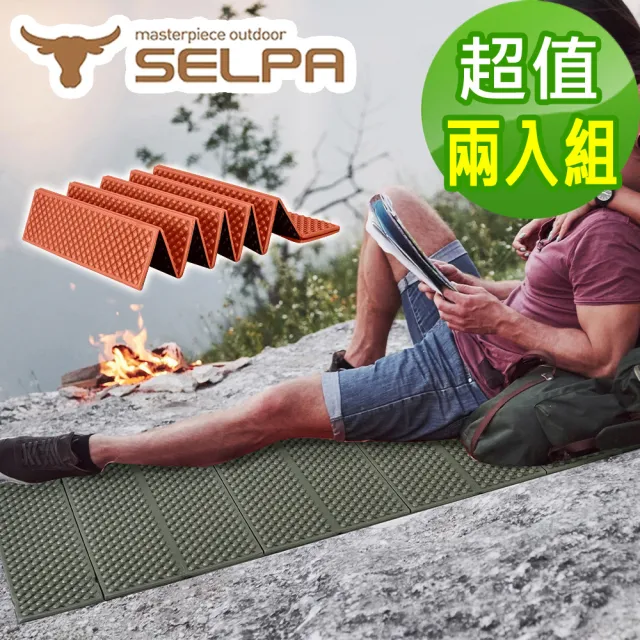 【SELPA】超輕量加厚耐壓蛋巢型折疊防潮墊/蛋巢睡墊 四色任選(超值兩入組)