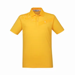 【PLAYBOY GOLF】男款細條紋剪接短袖POLO衫-黃(吸濕排汗/高爾夫球衫/AA23107-35)