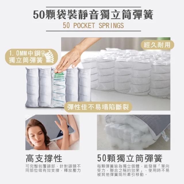 【ISHUR 伊舒爾】買1送1 台灣製造 石墨烯乳膠獨立筒枕(加碼贈天絲美式枕套2入/高支撐/立體包邊/枕頭)