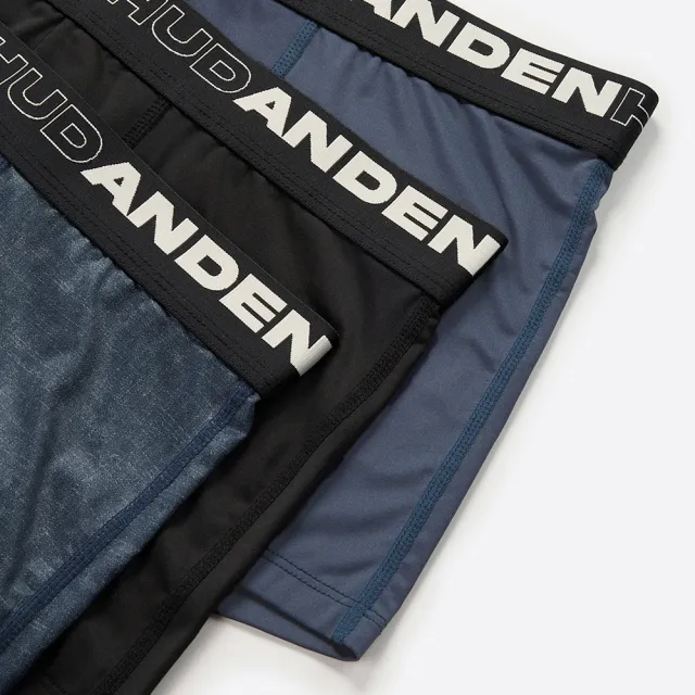 【Anden Hud】男款_吸濕排汗機能系列．短版腰帶平口內褲(丹寧藍-牛仔織紋 AH緊帶)