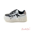 【amai】時尚拼色免綁帶輕量休閒鞋 小白鞋 運動鞋 厚底鞋 懶人鞋 大尺碼 GS13-7BK(黑色)