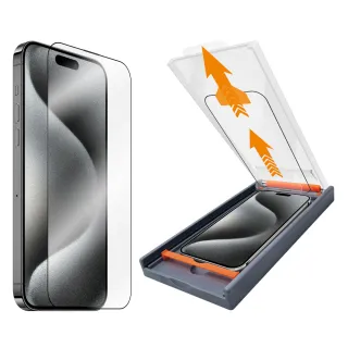 【YADI】iPhone 15 Pro Max 6.7吋 水之鏡 AGC全滿版手機玻璃保護貼加無暇貼合機套組(玻璃貼x2 貼合機x1)