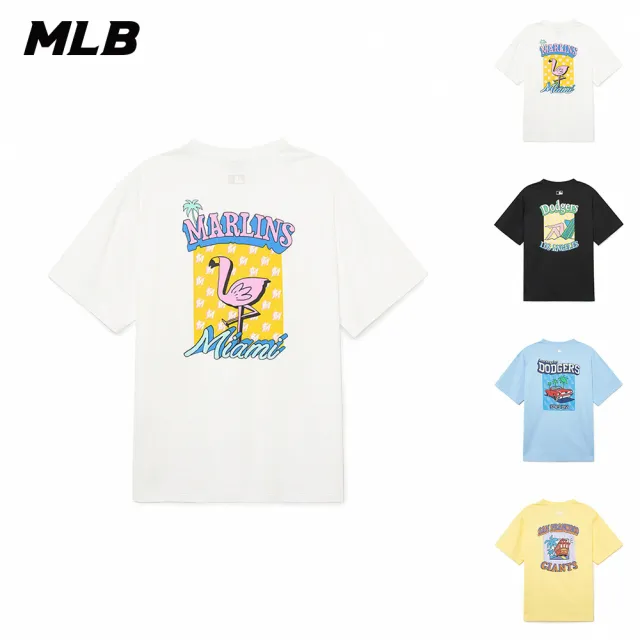 【MLB】短袖T恤 CARTOON系列 馬林魚/道奇/巨人隊(3ATST0133-四色任選)