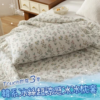 【Aibo】韓系冰絲超涼感冰冰枕套4入(2對花款隨機/一觸即涼/有感降溫/涼爽舒眠)