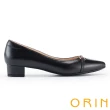 【ORIN】質感羊皮馬銜釦尖頭低跟鞋(黑色)