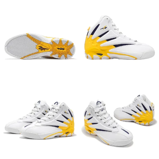 【REEBOK】籃球鞋 The Blast 男鞋 白 黃 紫 湖人配色 皮革 緩衝 復古 運動鞋(GZ9520)