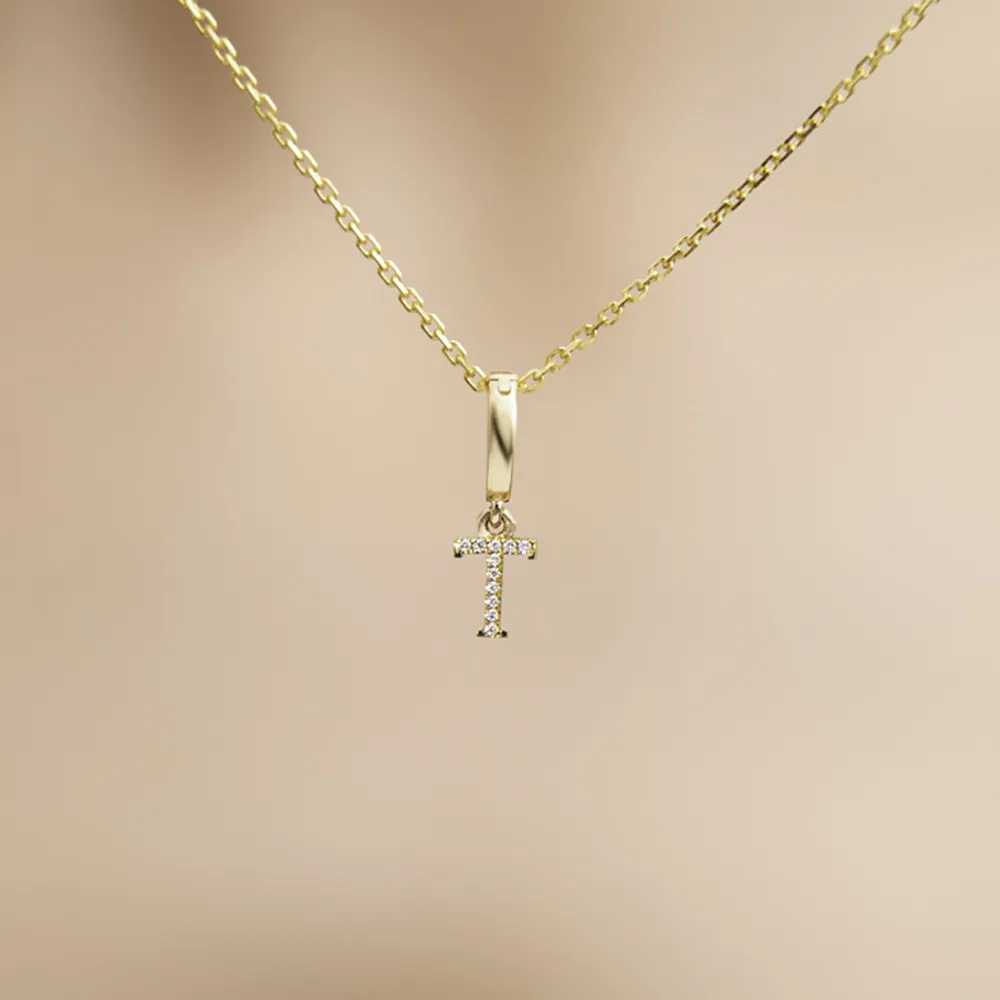 【Olivia Yao Jewellery】18K金 鑽石字母T 吊墜(HAUTE Collection/送禮/客製化)