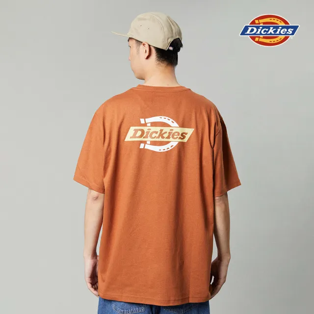 【Dickies】男女款摩卡棕純棉品牌經典Logo印花舒適柔軟短袖T恤｜DK012962H16