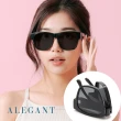 【ALEGANT】時尚船領黑可折疊收納設計全罩式寶麗來偏光墨鏡/外掛式UV400太陽眼鏡(包覆式/車用太陽眼鏡)