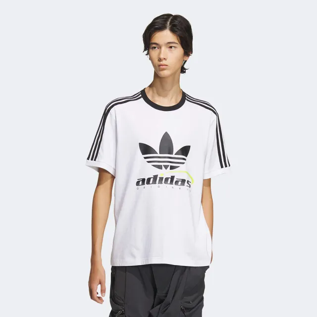 【adidas 愛迪達】TFL LOGO TEE M OR 上衣 短袖 短T 三葉草 三線 男 白 休閒 愛迪達(IW6310 ∞)