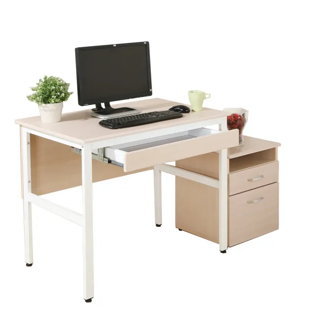 【DFhouse】頂楓90公分電腦辦公桌+一抽+活動櫃-黑橡木色