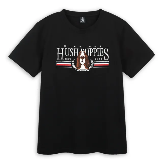 【Hush Puppies】男女裝 T恤 經典立體文字刺繡圖騰狗T恤(男女款任選)