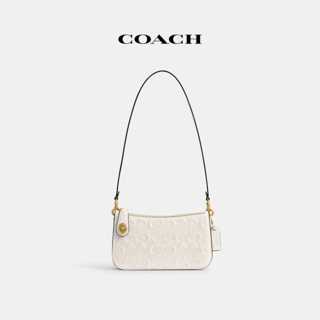 COACH官方直營 PENN經典Logo皮革單肩手袋-B4/粉筆白色(CM552)