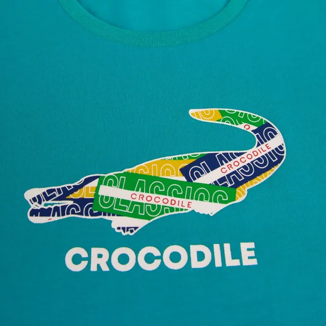 【Crocodile Junior 小鱷魚童裝】『小鱷魚童裝』經典鱷魚拚色印圖T恤(產品編號 : C65415-04 小碼款)