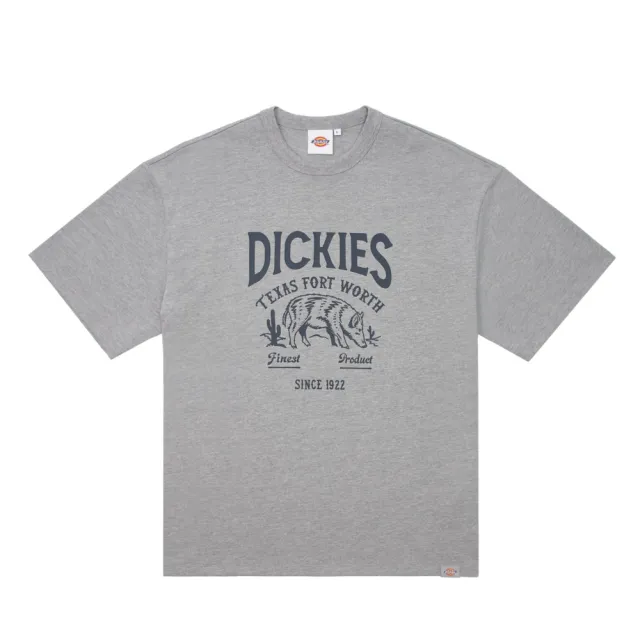 【Dickies】男女款羽灰色重磅咖啡紗動物圖騰印花戶外短袖T恤｜DK013087CQ8