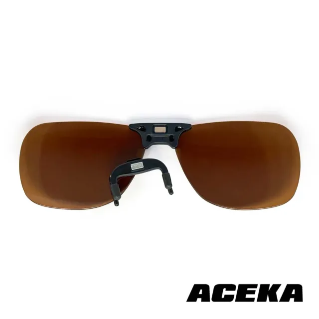 【ACEKA】台灣製墨鏡俐落方形琥珀棕磁吸式夾片(METRO 夾式系列)