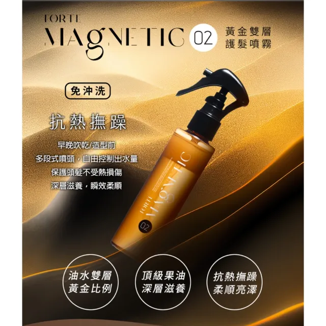 【FORTE】台塑生醫小磁瓶Magnetic O2黃金雙層護髮噴霧140gx2入