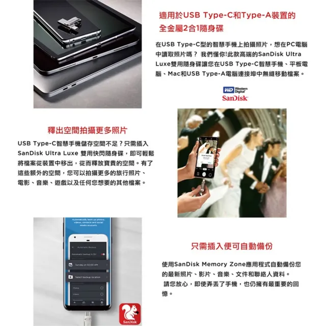 【SanDisk 晟碟】[全新版] 1 TB Ultra Luxe TYPE-C USB 3.2 雙用隨身碟(5年保固　最高讀速400MB/s)