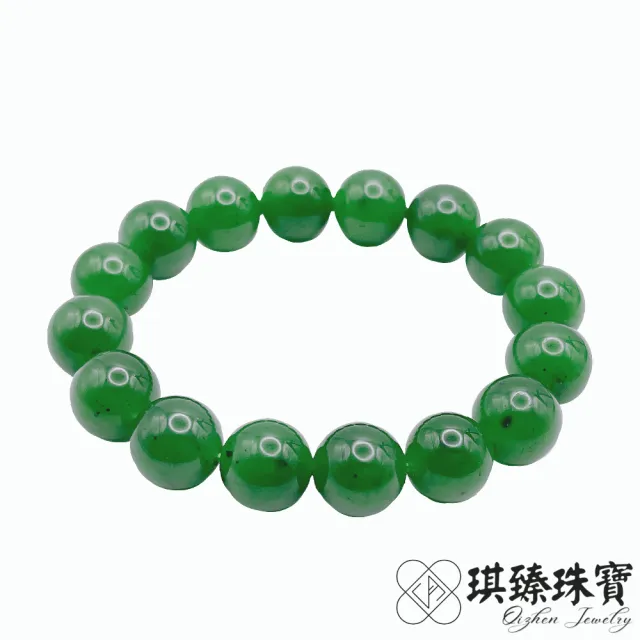 【琪臻珠寶】天然和田玉碧玉圓珠手珠(11-12mm圓珠_和闐玉_碧玉手串_隨機出貨_618狂歡節_限時搶購)