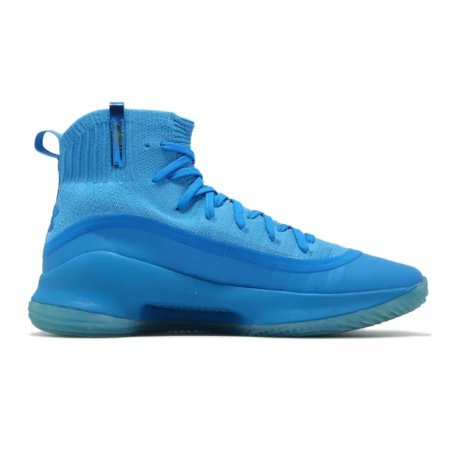 【UNDER ARMOUR】籃球鞋 Curry 4 Retro Flooded 男鞋 水藍 襪套 針織 UA(1298306404)