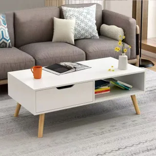 【E家工廠】茶几桌 茶几 邊桌 收納茶几 客廳茶几  客廳桌 客廳收納 會客桌(322-KC茶几100公分（白色）)