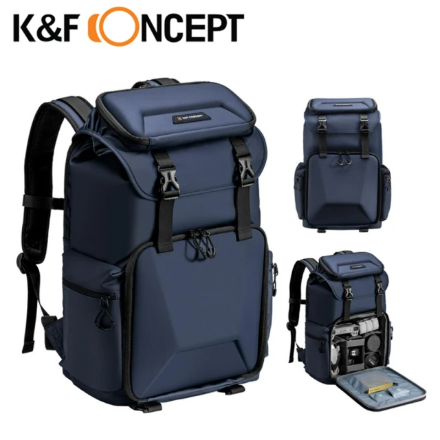 【K&F Concept】新休閒者 專業攝影單眼相機後背包 防撞防水 深藍色 體積25L容量22L(KF13.098V3)