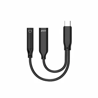 【LineQ】Type-C to 3.5mm音源+60W快充轉接線2合1耳機快充轉接線