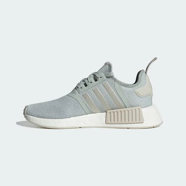 【adidas 愛迪達】慢跑鞋 女鞋 運動鞋 緩震 襪套 三葉草 NMD_R1 W 灰綠 IE0595