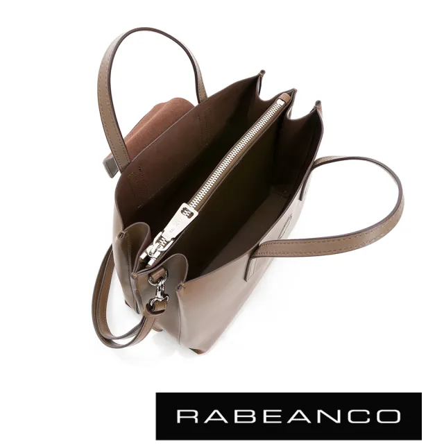 【RABEANCO】真牛皮革翻蓋設計肩揹/斜揹方包-大(深駝)