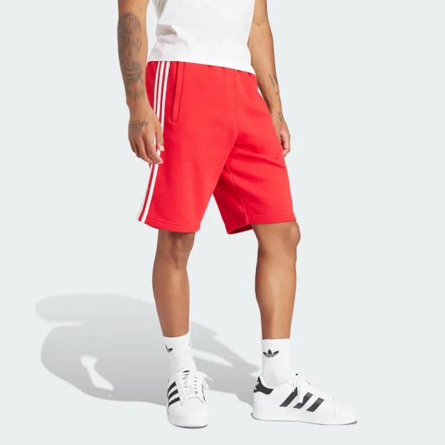 【adidas 愛迪達】短褲 男款 運動褲 3-STRIPE SHORT 紅 IM9425