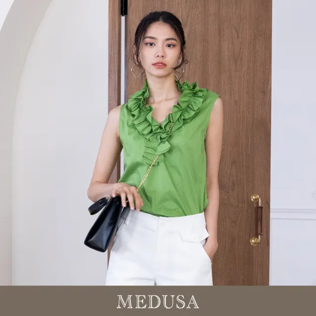 【MEDUSA 曼度莎】現貨-大荷葉立領無袖素雅上衣 - 2色（M-XL）｜女上衣 無袖上衣(305-54501)