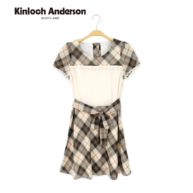 Kinloch Anderson 圓領拼接綁帶連身裙洋裝 金安德森女裝(KA0555706)