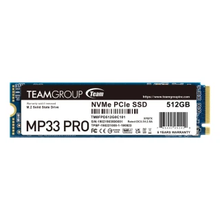 【TEAM 十銓】MP33 PRO 512GB M.2 PCI-E SSD 固態硬碟(升級版)