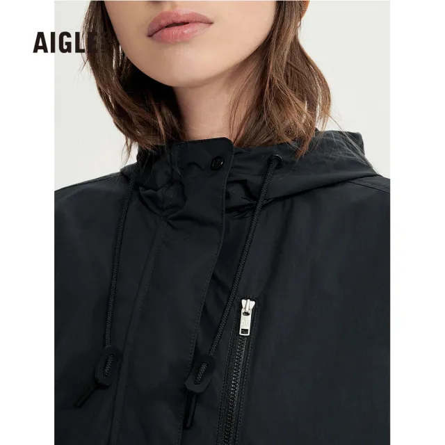 【AIGLE】女抗UV防潑水外套 AG-3A249A100 黑色(女裝 抗UV外套 防潑外套)