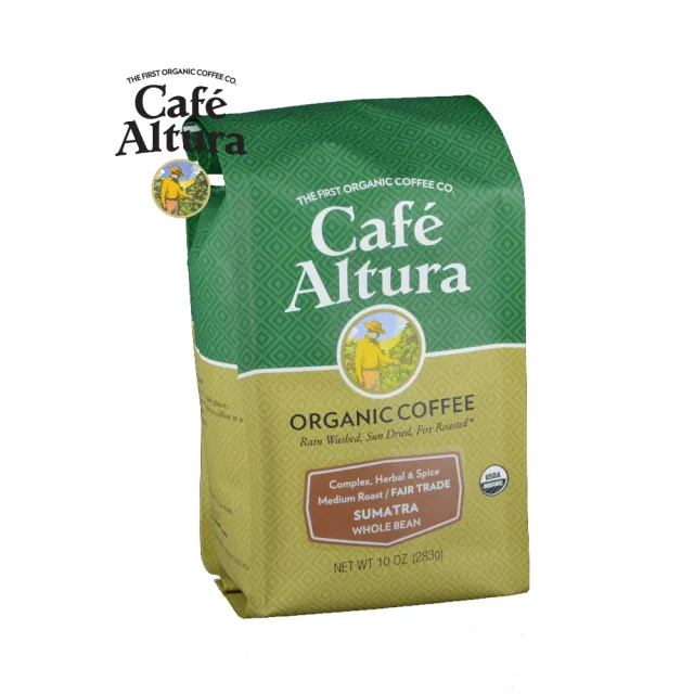 【CAFE ALTURA】有機公平交易曼特寧一般烘焙咖啡豆(283g 風味有層次 帶有香草、柑橘風味)