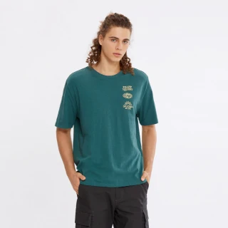 【Hang Ten】男裝-蚊蟲防護左胸印花短袖T恤(橄欖綠)