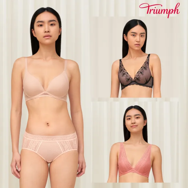 【Triumph 黛安芬】2件組/水襯墊集中 性感V線剪裁 B-D內衣(水感動系列多款選)