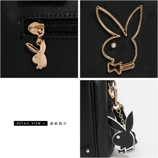 【PLAYBOY】雙層手提包附長背帶  Brilliant系列(黑色)