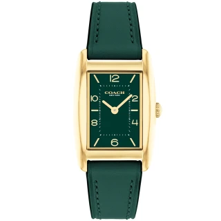 【COACH】官方授權經銷商 知性風采時尚腕錶-24mm/綠面金框綠皮帶 畢業 禮物(14504354)