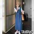 【UniStyle】牛仔背心連身裙 韓系顯瘦百搭風 女 ZM163-M121(單背帶裙)