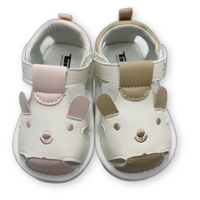 【樂樂童鞋】可愛小熊嗶嗶涼鞋-兩色可選(學步鞋 嬰幼童鞋 寶寶鞋)