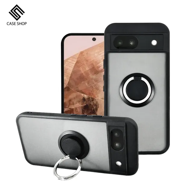 【CASE SHOP】CASE SHOP Google Pixel 8a 指環支架站立保護殼-黑(360度可調整式支架、一秒輕鬆追劇)