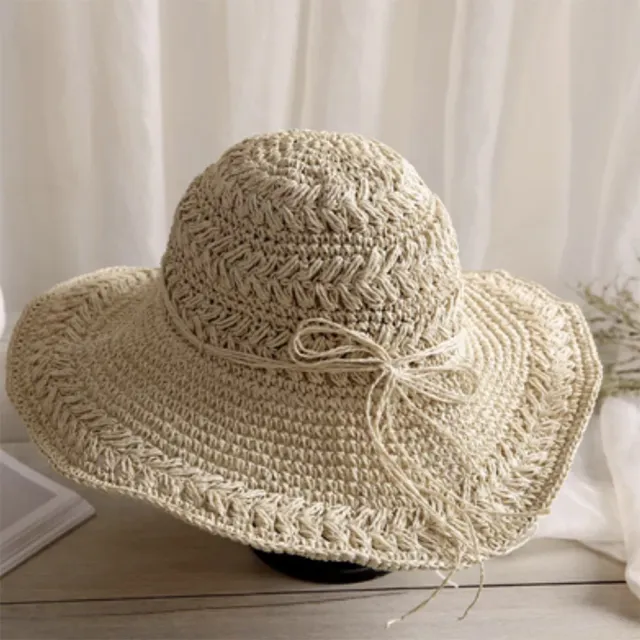 【SeasonsBikini】春夏百搭防曬編織草帽(草帽摺疊空頂)